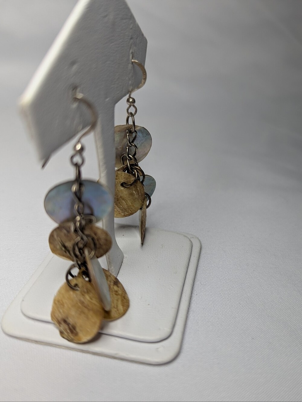 Dangle Shell Disc Earrings - Natural Multi-Color - Picture 2 of 6